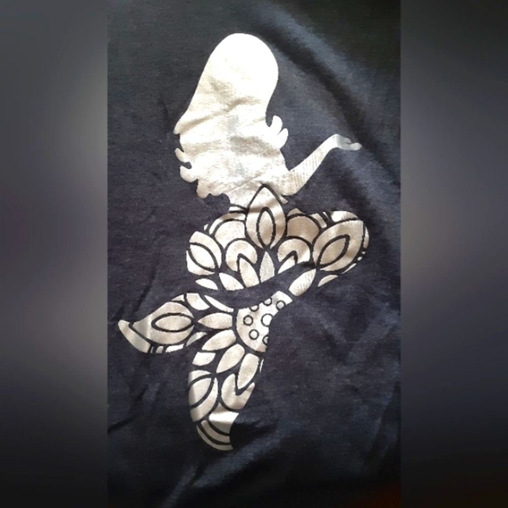 Mermaid Navy Silver Short Sleeve T Shirt Tee - Picture 4 of 6